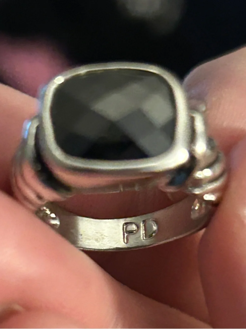 Vintage Premier Designs PD Black Faceted Glass Ring Size 7